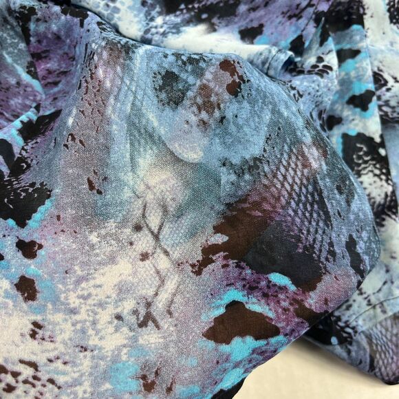 Cabi Button Down Blouse Long Sleeve Top Blue Abstract Print Artsy Work Shirt S - Picture 11 of 12